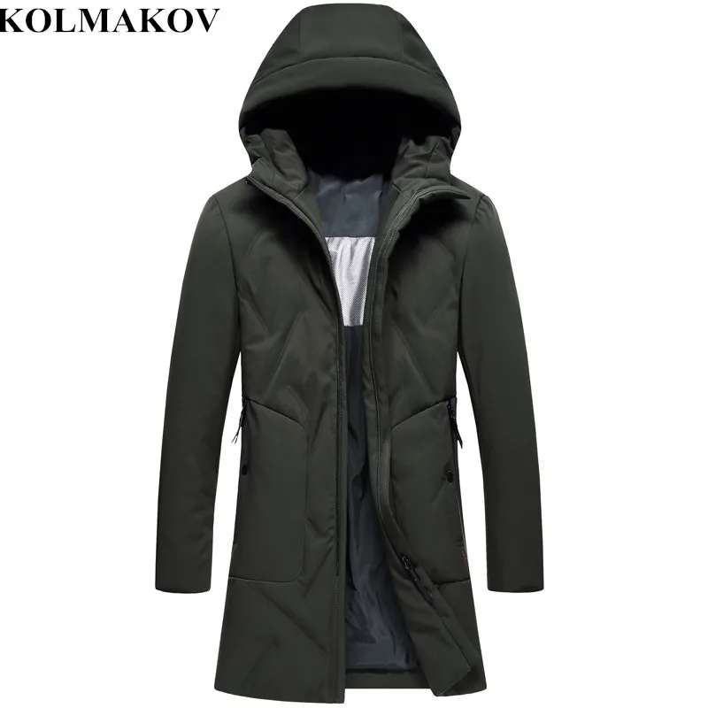 KOLMAKOV/Новая мужская одежда белые куртки-пуховики на утином пуху 2018 зимние M-3XL