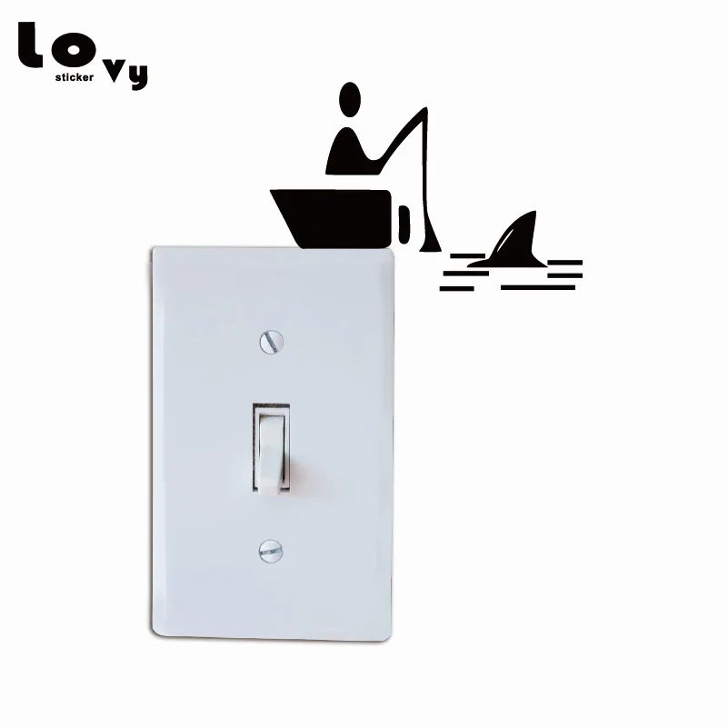 Funny Light Switch Sticker Creative Fishing Man Vinyl Wall Decal Home Decor Funny Light Switch Sticker Creative Fishing Man Vinyl Wall Decal Home Decor