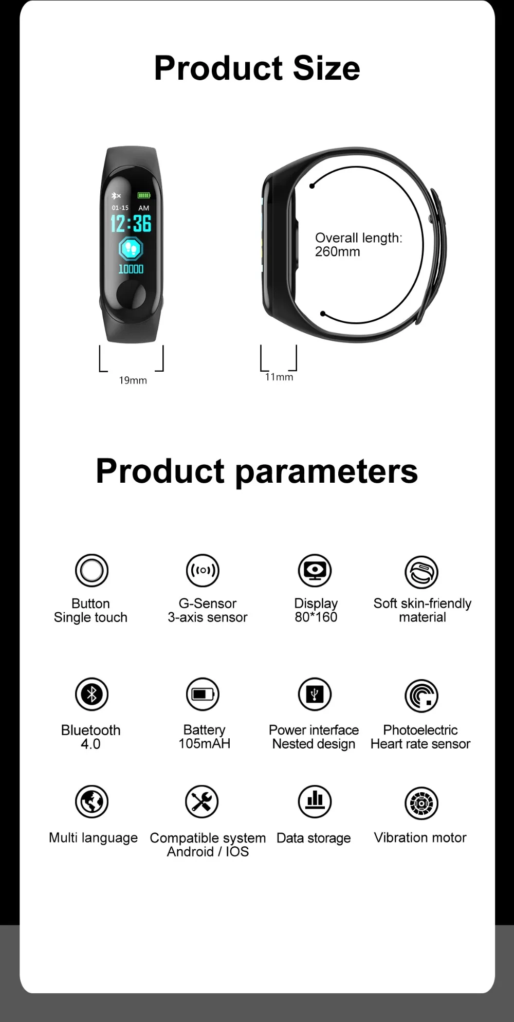 Torntisc W3 Fitness Bracelet Color-screen IP68 Waterproof blood pressure Oxygen Monitor sport Heart Rate Smart band pk mi band 3 (17)