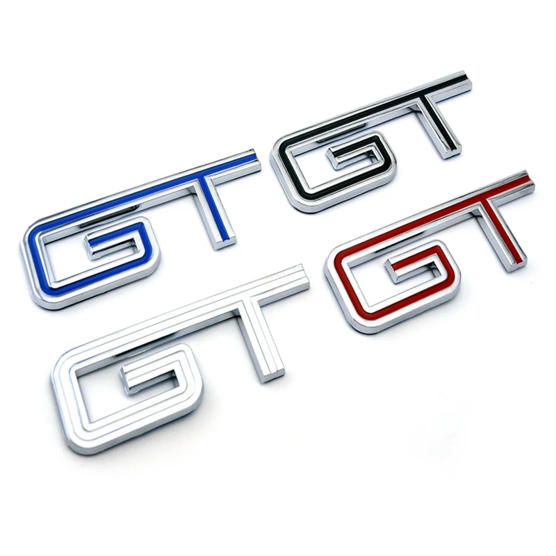 

3D GT Letters Car Styling Rear Trunk Badge Emblem Adhesive Sticker for Expedition Ranger Galaxy Fusion