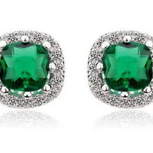 Серьги-гвоздики из белого золота класса ААА с кубическим цирконием для женщин