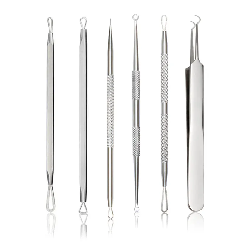 

6 Pcs/ Set Professional Surgical Blackhead Remover Tools Blemish Splinter Acne Pimple Removal Extractor Tool Kit 998
