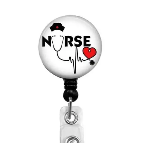 

Nurse Heart Stethoscope Badge Reel Retractable Badge Holder 10pcs/lot