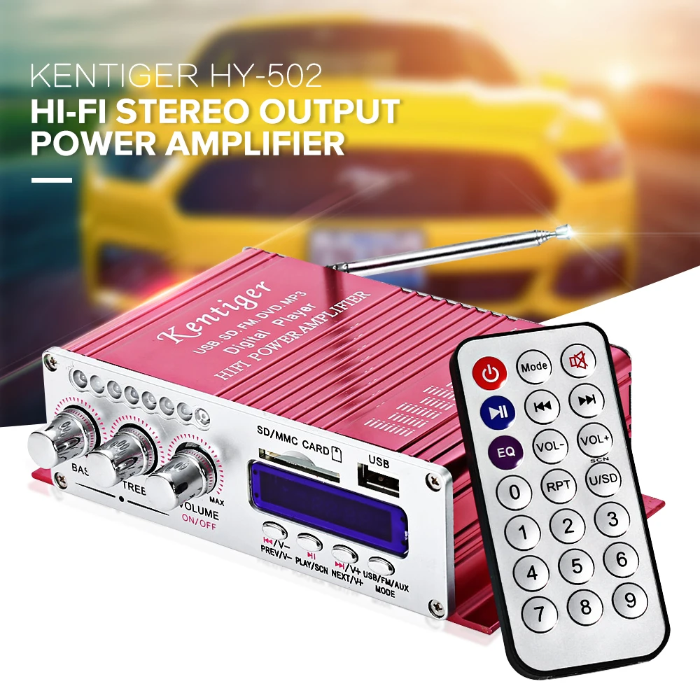 Kentiger HY 502 12 В 2CH Hi Fi стерео Выход Мощность усилитель USB MP3 DVD CD FM SD карты цифровой