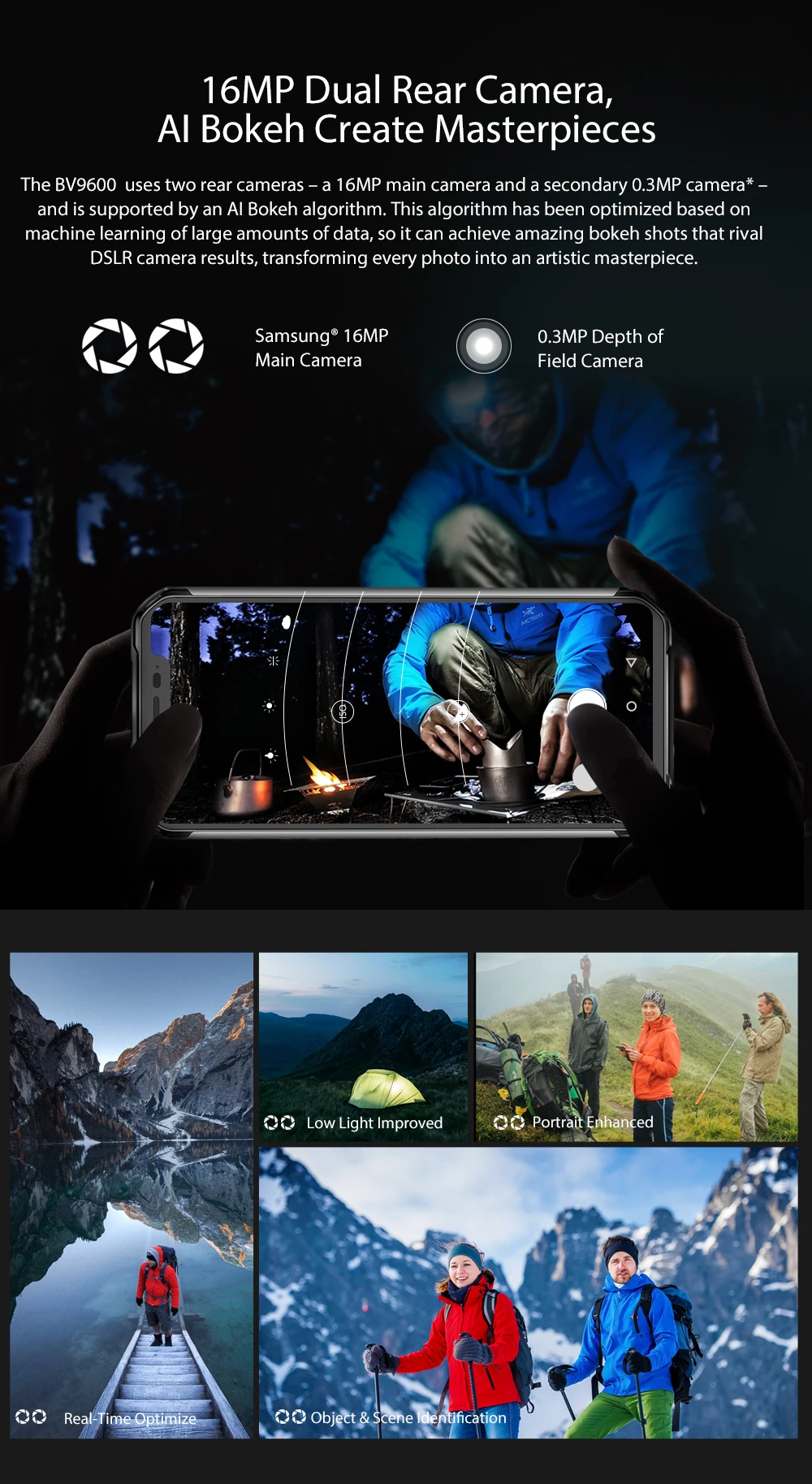 Blackview BV9600 Waterproof Mobile Phone Helio P70 Android 9.0 4GB+64GB Cellphone 6.21" 19:9 AMOLED 5580mAh Rugged Smartphone