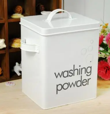 

Washing Powder Storage Tin Box Vintage Retro Container Utility Spoon Grain storage bucket moisture proof insect proof sealed