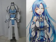 Espada de arte en línea asuna yuuki cosplay sao alo ondina avatar titania anime costume dress blanco y azul