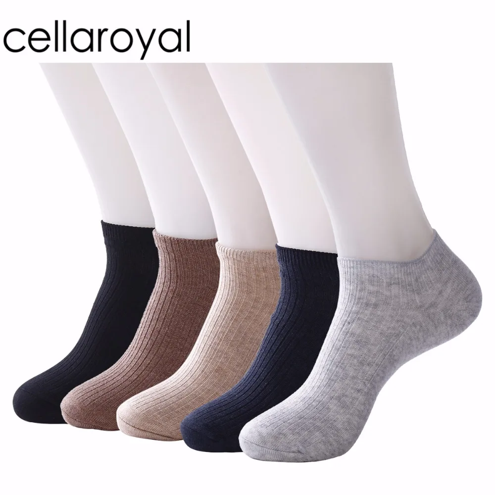Cellaroyal Men's 1 Classic Plain Cotton Crew Socks Ribbed Low Cut