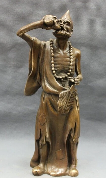 

13 Chinese Bronze Copper Buddhism Arhat Gourd Fan Fo JiGong Chai Gong Statue