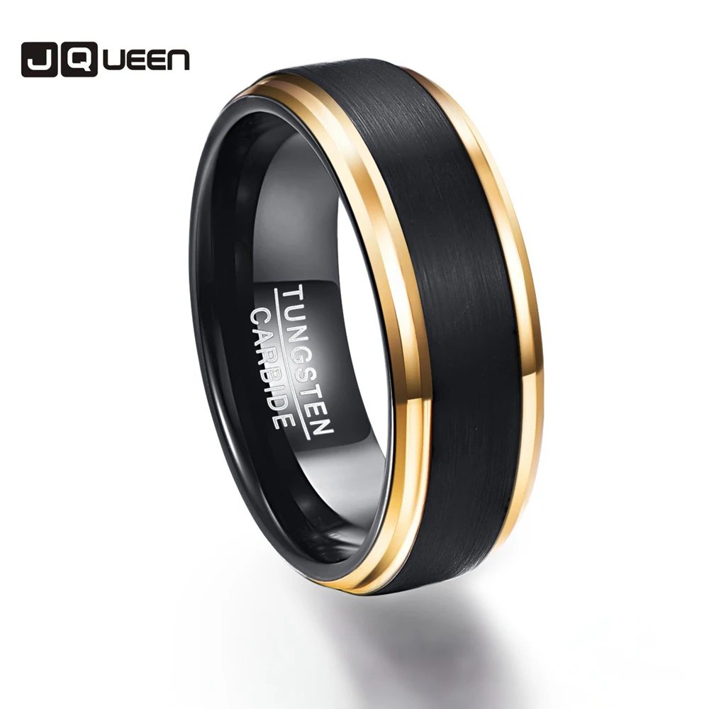 Party Ring Gold Color Edge Promise Band Men Rings 100% Tungsten Carbide Engagement Multi-size Anillos para hombres Pierscienie | Украшения