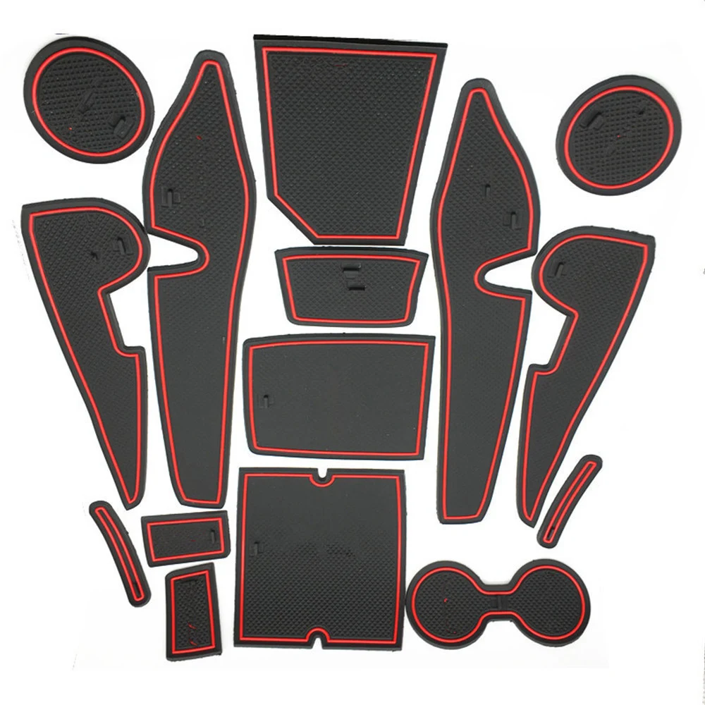 

15pcs For Toyota Corolla 2014 To 2017 Non-slip Rubber Decorator Cup Holder Sticker Car Gate Slot Pad Door Groove Mat