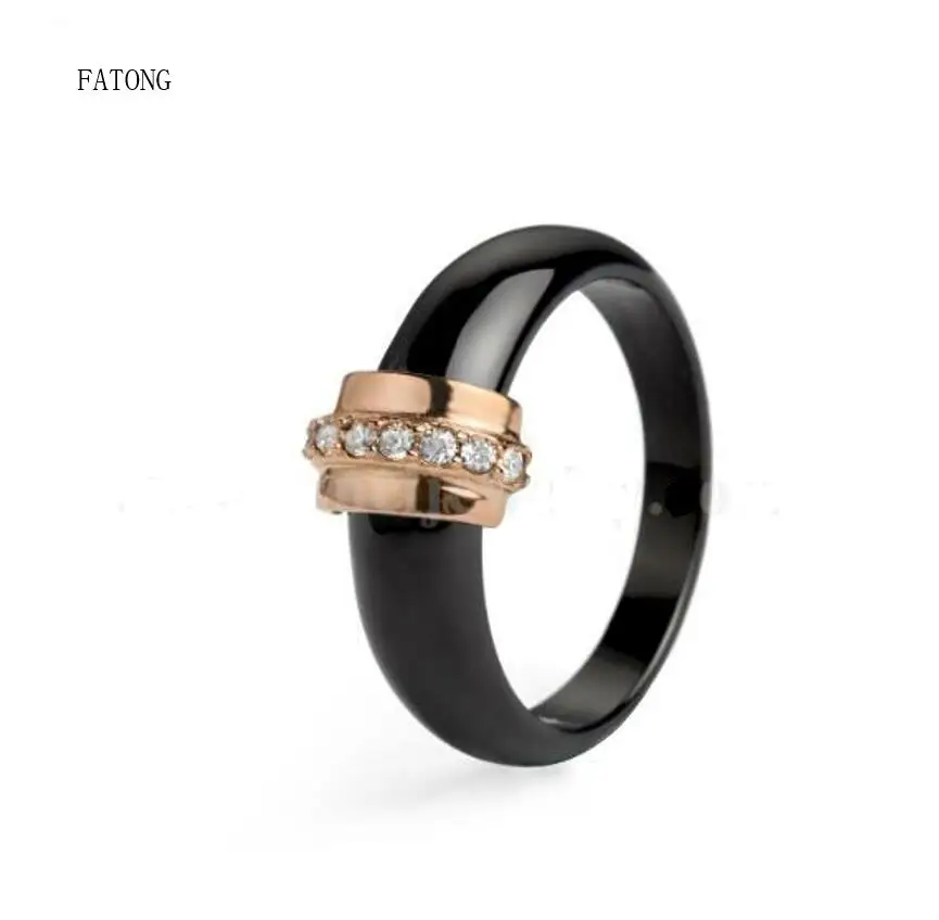

Radiation protection ceramic ring titanium steel zircon micro inlay couple fashion high quality men and women jewelry 2019 t1193