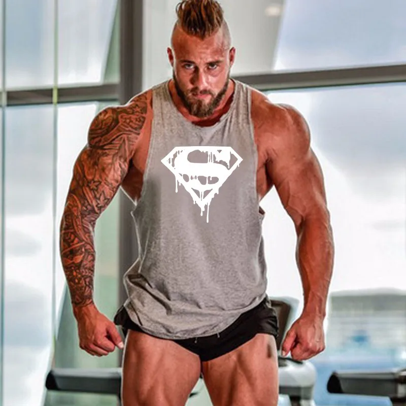 Новое поступление для бодибилдинга tanktop Superman Gym рубашка без рукавов Мужская майка для фитнеса Спортивная тренировочная майка для бега - Цвет: 18