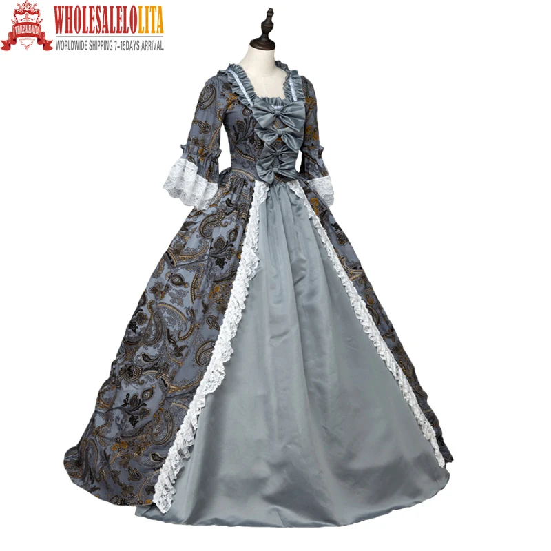 

Southern Belle Renaissance Georgian Dress Brocade Prom Period Cosplay Ball Gown Clothing