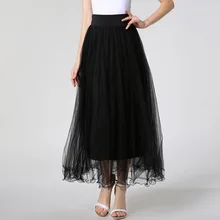 Для женщин Длинная юбка макси из мягкого фатина юбки для женщин с эластичной резинкой на талии на свадьбу женские юбки вечерние Boho Винтаж летняя юбка макси