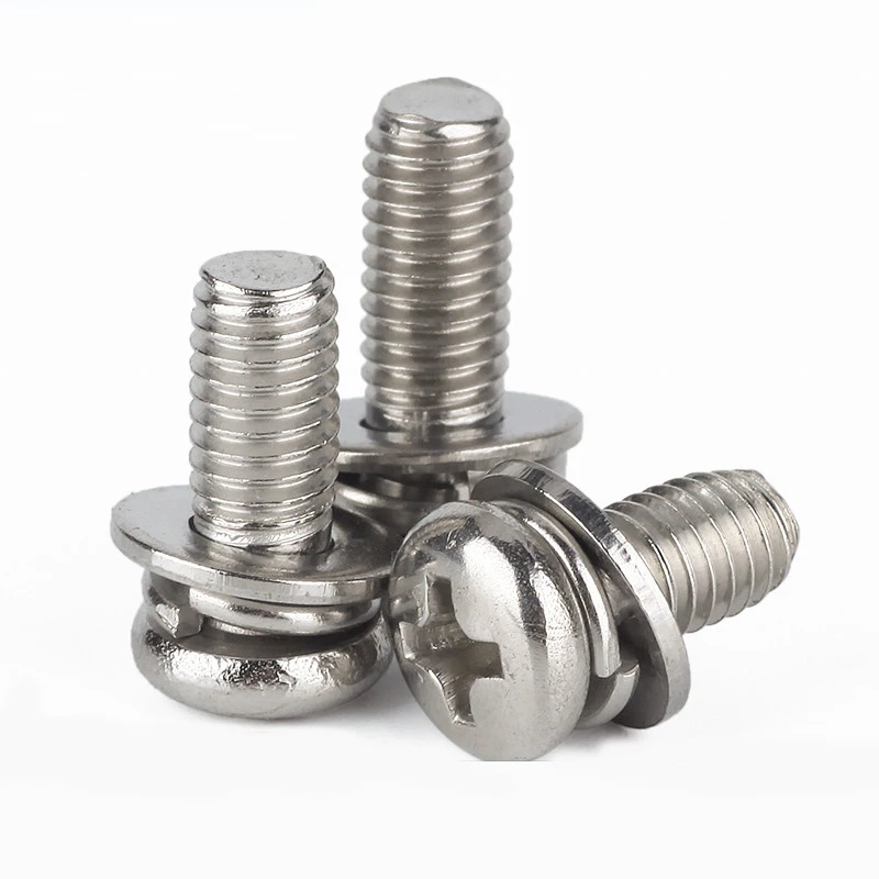 

Three Combination Screw Cross Phillips Pan Round Head Machine Bolt Three sem screws with washer 304 Stainless Steel M4 M5 M6