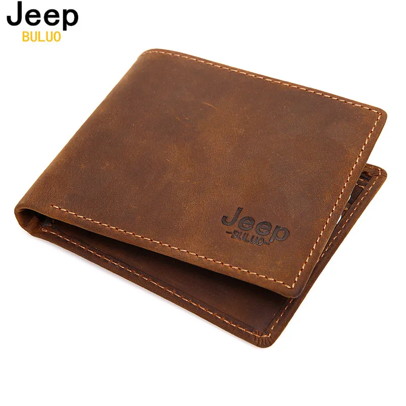 JEEP BULUO Luxury Brand Cow Genuine Leather Men Wallets 100 Top