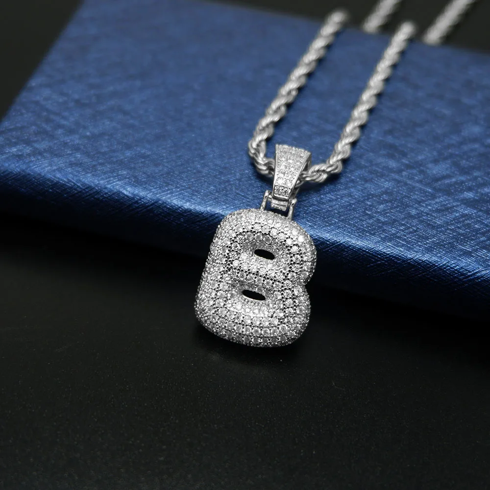 

USENSET Iced Out Letter B Pendant Men's Bling Zircon Charm Gold Pendant for Women Hip Hop Christmas Charms Jewelry