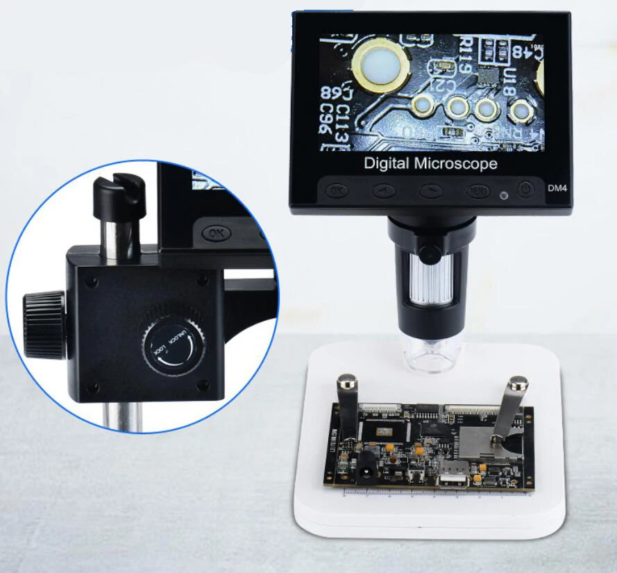 1000X4," 720 P ЖК-дисплей Дисплей Портативный микроскоп светодиодный цифровая Лупа с держателем для ремонт печатных плат паяльный инструмент