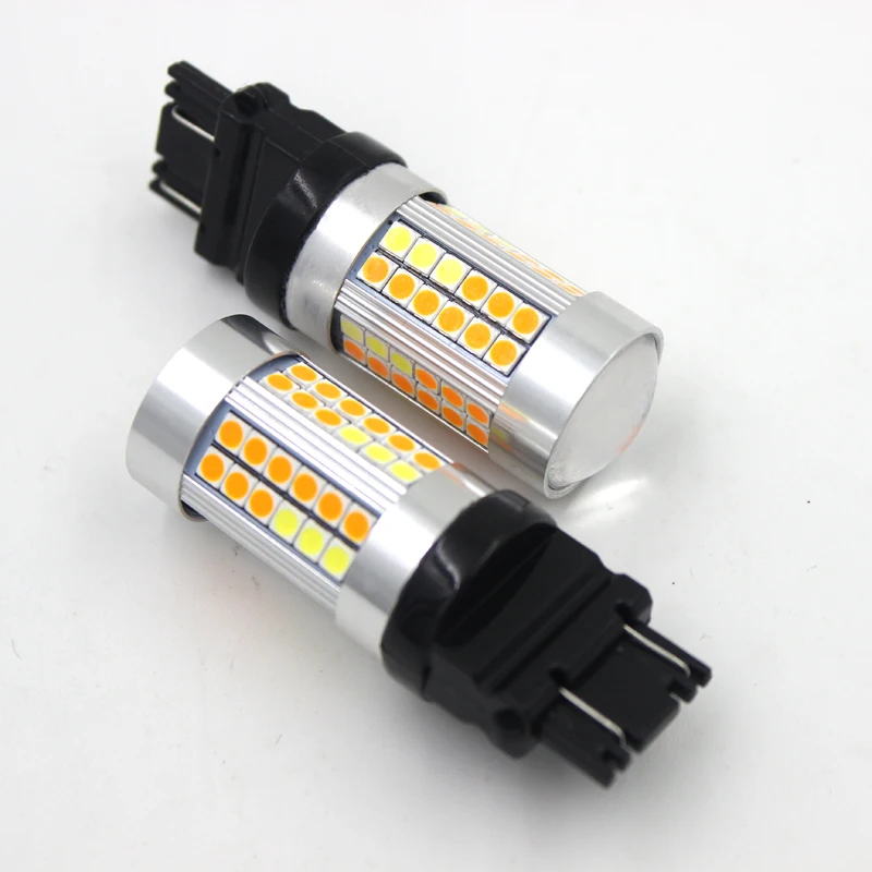 2 шт. Canbus No Hyper Flash T25 3157 P27/7 Вт светодиодные фонари белый/янтарный двойной цвет