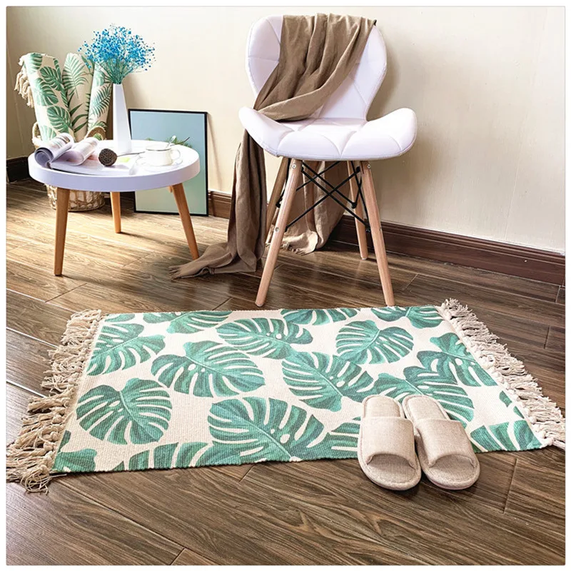 Retro Carpet For Sofa Living Room Bedroom Cotton Tassels Area Rugs Yarn Dyed Table Ruuner Bedspread Tapestry Home Decoration
