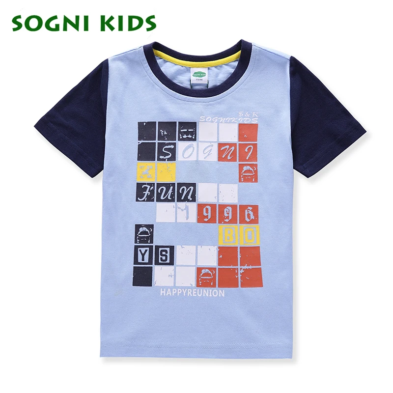 

SOGNI KIDS Boy cotton clothes Cartoon Characters T shirts Letter Short Sleeves Clothes Baby Fashion 2017 New Round Neck T-shirts