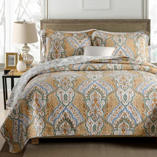 fadfay luxury vintage quilt set paisley bedding sets 3 piece soft queen size quilt sets