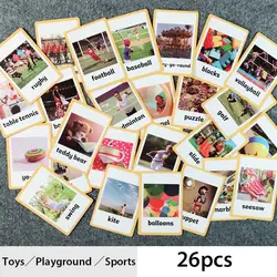26 шт./компл. игрушки/игровая площадка/Спортивная английская карманная карта Falsh карта иностранный язык слово Обучающие игрушки для детей