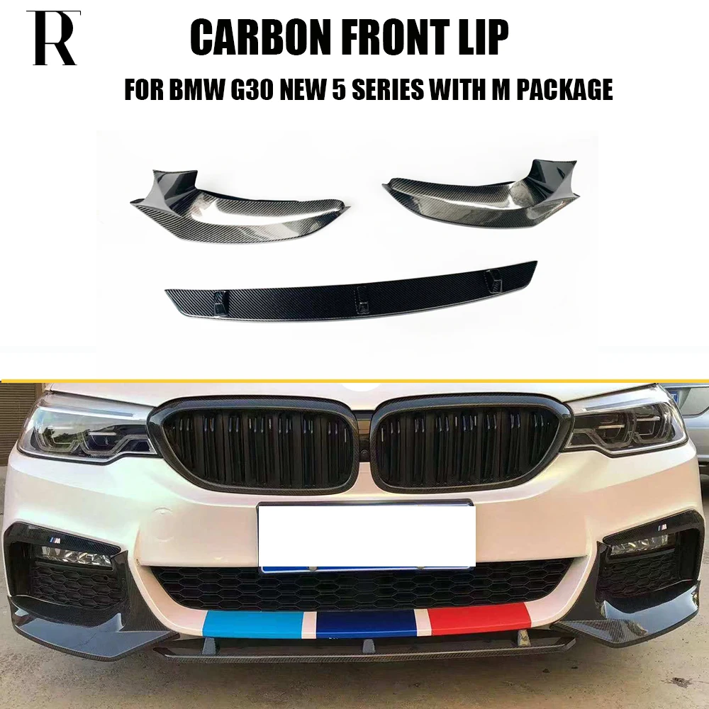

M5 Styling G30 G31 Carbon Fiber Front Bumper Lip Chin Spoiler with Side Splitters for BMW 520 530 540 550 with M Package 2018 up