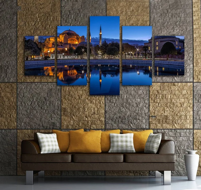 5-Panels-New-Fashion-Blue-Night-Sultan-Ahmed-Mosque-Istanbul-Canvas-Painting-for-Home-Living-Room (3)