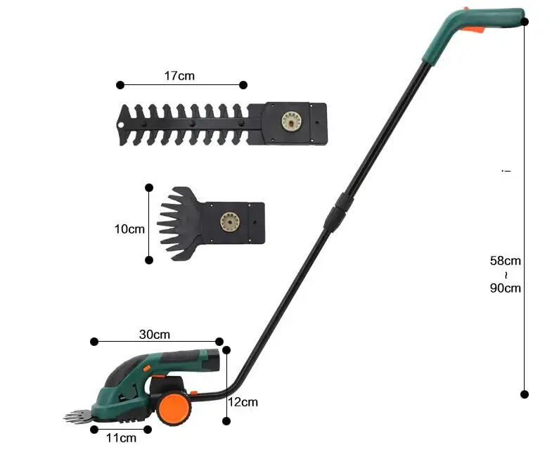 Постоянного тока беспроводные 2 в 1 многофункциональная телескопическая ручка толкающее колесо трава Триммер-кусторез, электрический ручной газонокосилка бензокоса