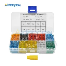 100 Uds./unids/lote camión de tamaño mediano fusibles de hoja de 5A 7.5A 10A 15A 20A 25A 30A AMP caja de plástico surtido con Clip 2*1,9 cm