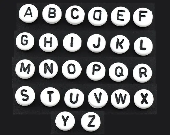 

Doreen Box hot- 520Pcs Mixed Acrylic Alphabet "A-Z" Flat Round Spacer Beads 7mm(B08354)