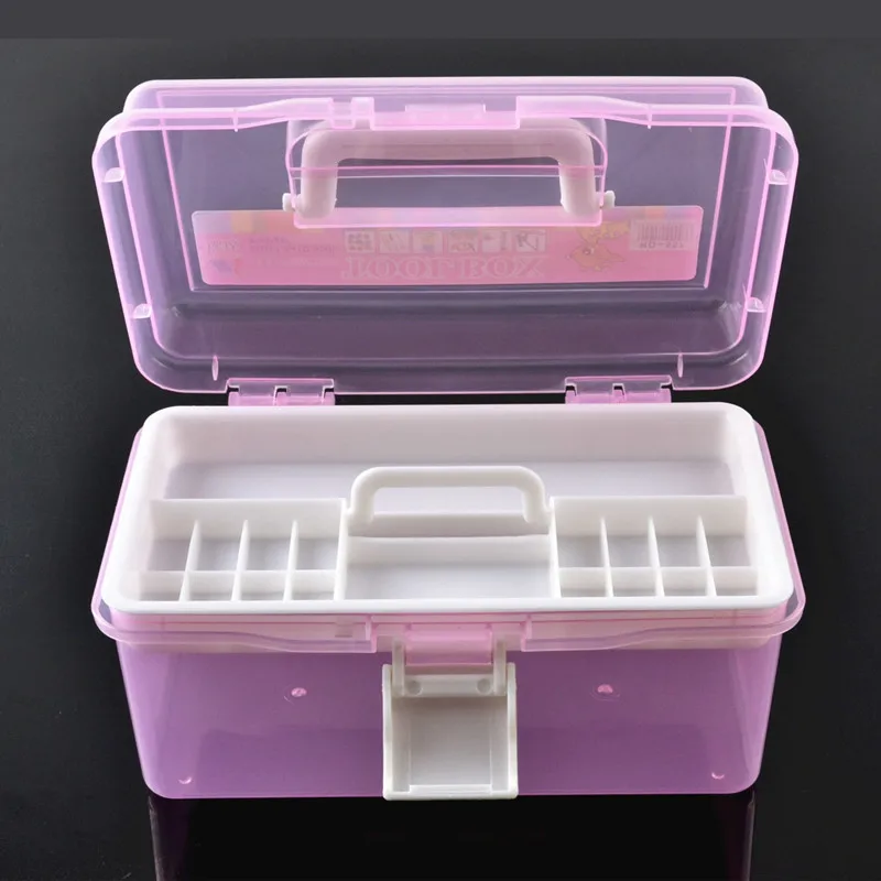 

Cosmetics Nail Kit Medicine Chest Drug Storage First Aid Kit Large Space Double Layer Sub-grid Design Plastic Storage Box