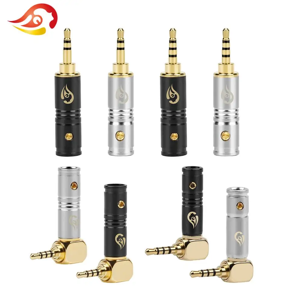 

QYFANG 2.5mm Earphone Bend/Straight Plug Audio Jack 3/4 Poles Adapter HiFi Headphone 90 Degree Gold Plated Solder Wire Connector