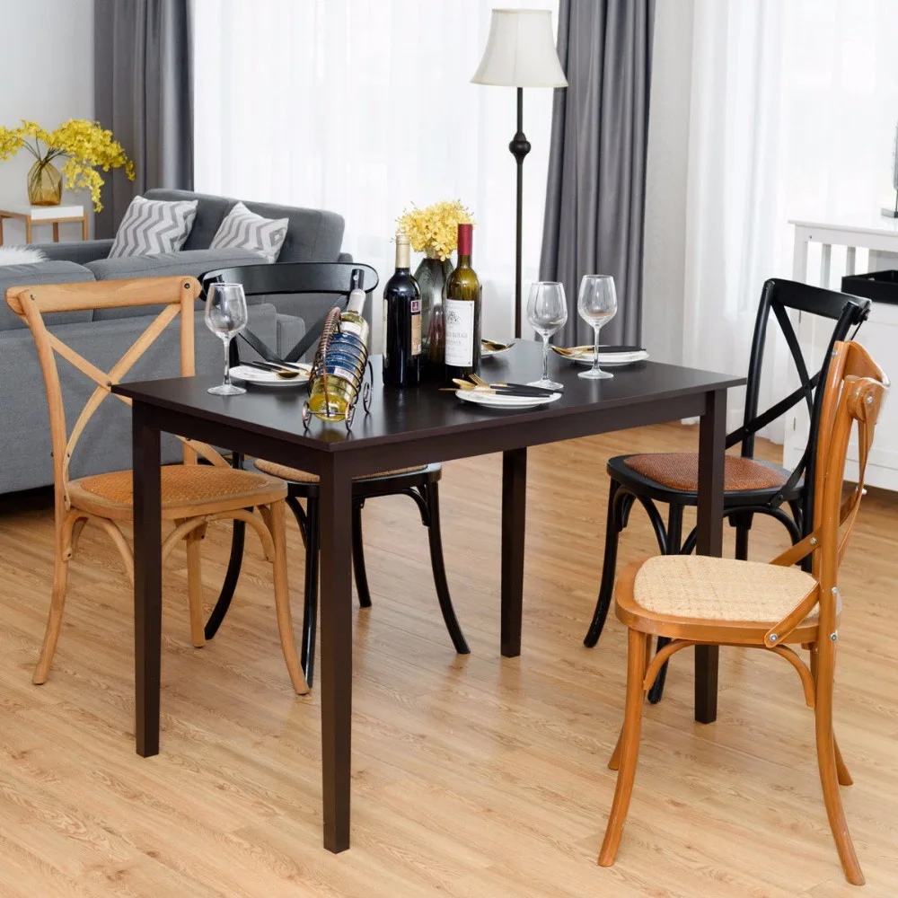 Giantex Modern Rectangle Dining Table Wooden Legs Kitchen Living Room Furniture Espresso Home Furniture HW58751