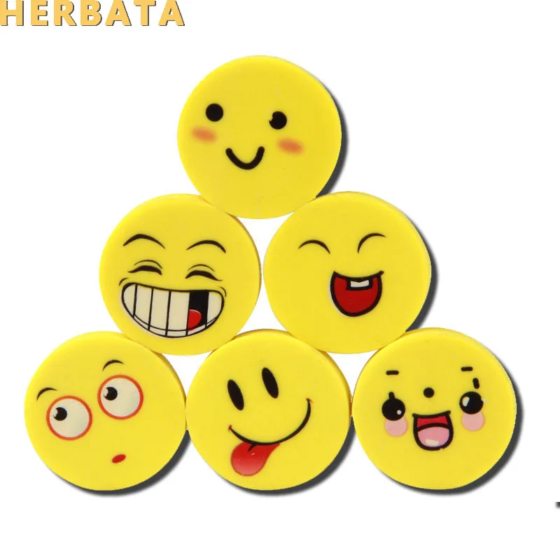 

Free shipping 8 pcs/lot Cute Kawaii Smiley Rubber Eraser for Kids Gift School Supplies Korean Stationery Wholesale