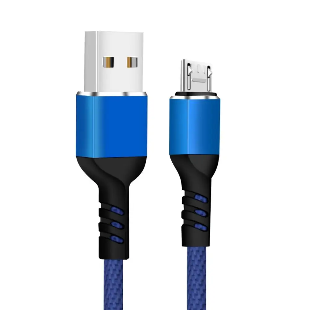 FONKEN Micro USB кабель 3A Быстрая зарядка USB кабель для передачи данных 1 м 2 м тканевый Плетеный Android USB ЗУ для мобильного телефона Быстрый зарядный провод - Цвет: Blue USB Cable