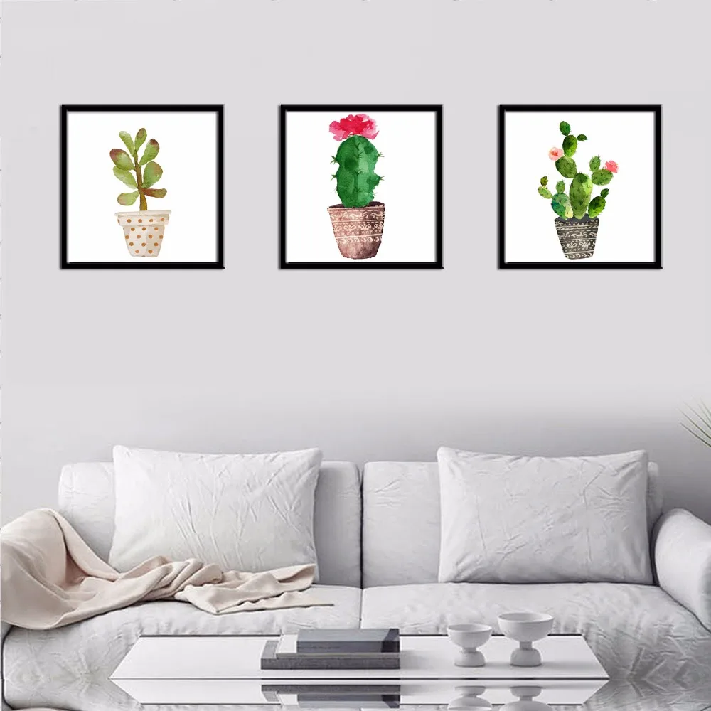 Nordic Simple Style Potted Cactus Plant Posters And Prints Canvas Painting For Home Wall Decoration Unframe | Дом и сад