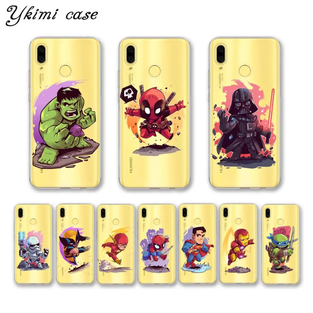 

Ykimi Case Q version superhero Star Wars Phone Cases For Huawei Nova 3i 3 3e 2 2s Case Transparent TPU Soft Silicone Cover