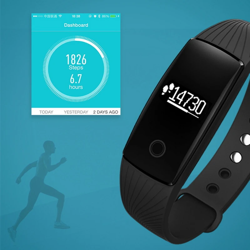 V05C Smart Wristband Heart Rate Monitor Sport Fitness Bracelet Tracker Smart Bluetooth band For Android IOS PK Miband 2 ID107