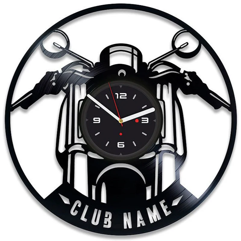 

Motocycles CD Record Wall Clock Vinyl Hollow 3D Decorative Hanging Art Decor Clock Classic Exclusive Wall Clock Classic