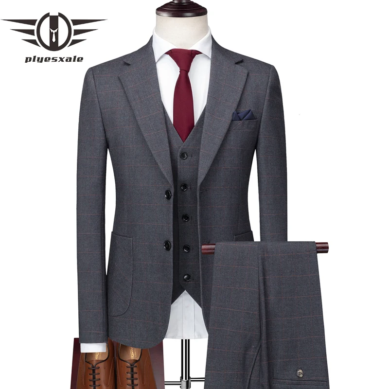 Buy Plyesxale Men Dress Suits 2018 Slim Fit 3 Piece