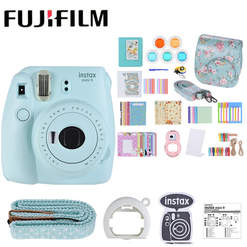 

5 Colors Fujifilm Instax Mini 9 Instant Camera Photo Camera 2 Options/MINI 9+13 in 1 Kit Camera Case Filter+Album+Sticker+Other
