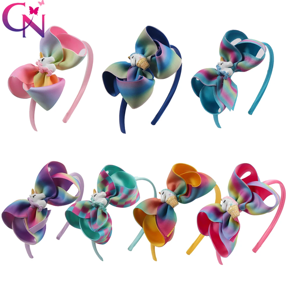 

CN 7pcs/lot Cute Hairbands For Girls Kids Handmade Boutique Satin Covered Headbands With Ribbon B Hair Accessories