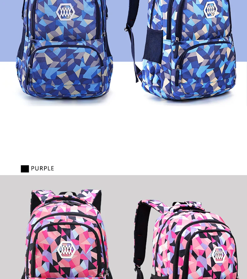  JiaYou Girl Geometric Printed Primary Junior High University  School Bag Bookbag 3pcs Backpack Sets(2# Pink-3pcs,35 L)