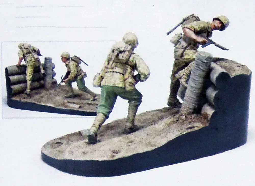 

1/35 Scale Unpainted Resin Figure Pacific battlefield US Soldiers 2 figures (base included) collection figure