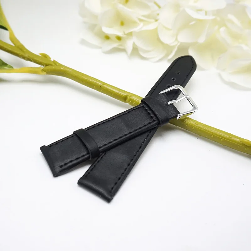 12 мм 14 мм 16 мм ремешки для часов и аксессуаров специальный размер 18 мм кожаный ремешок для женщин часы кожаный ремешок 20 мм - Цвет ремешка: Черный