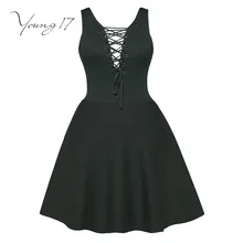 Young17 Bodycon платье Зеленый Мини вязаный свитер ремни с v-образным вырезом школьное платье женские пикантные красоты Bodycon Новые Вязаные платья для девочек