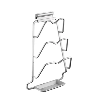

Punch-free space aluminum kitchen multi-function cutting board lid holder storage rack lid rack with aluminum plate